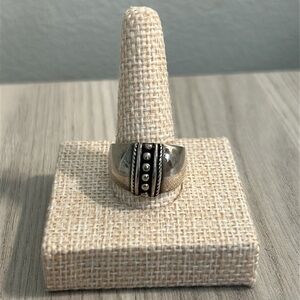 Vintage Sterling Silver 925 Bali Design 13.6mm Wide Cigar Band Ring Size 8 58